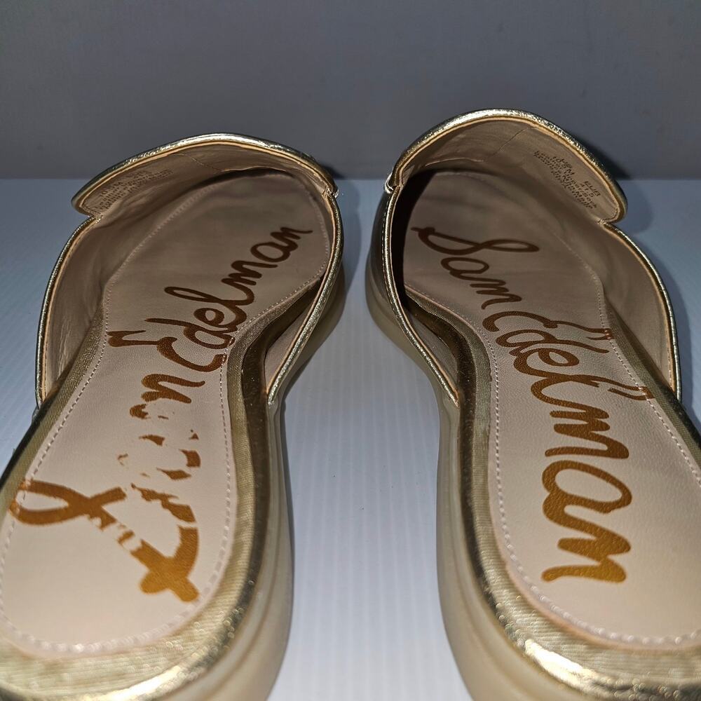 NEW Sam Edelman Kira Mule Women 10.5 Metallic Gold Leather Horsebit Flat Loafer - Picture 9 of 12